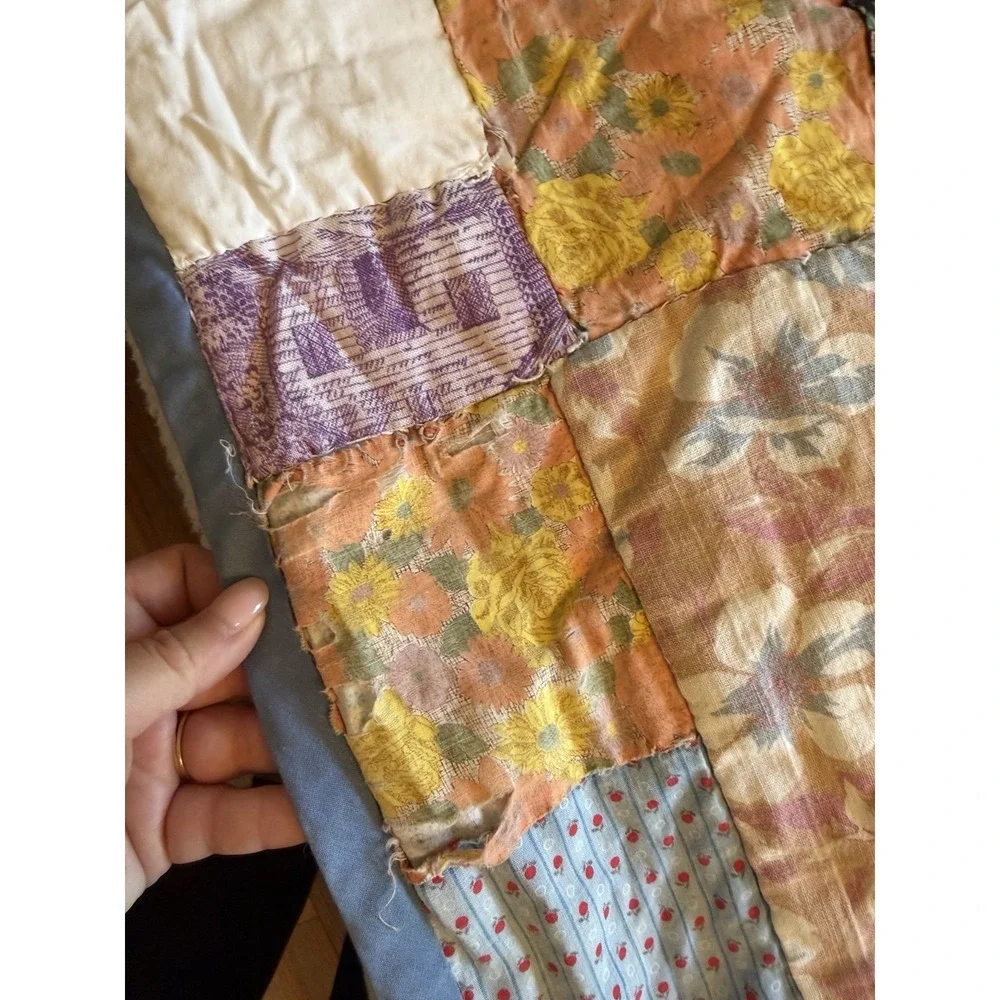 Vintage Scrappy Patchwork Quilt Full 57X68 Heavyweight